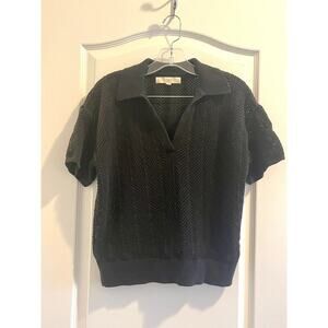 Loft Crocheted Johnny Collar Polo